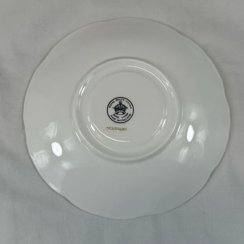 Royal Dover February Violets Teacup Saucer Bone China England Cottagecore Flower